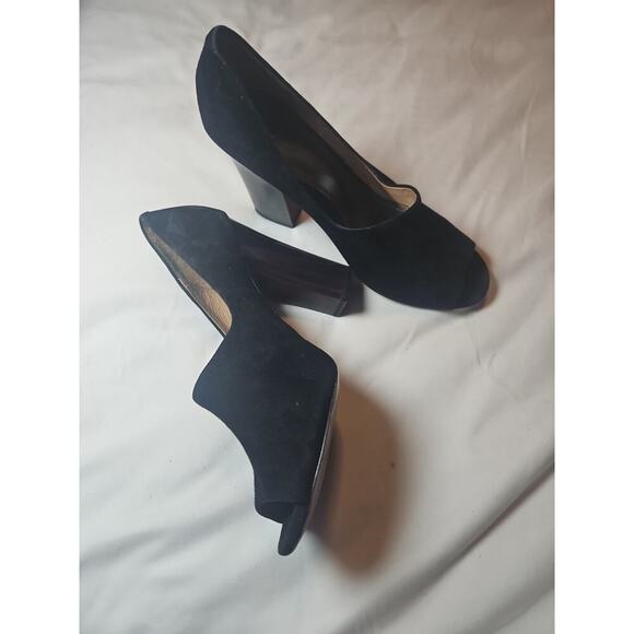 COACH Roslyn Kid Black Suede Open Toe W/Chunky Heel - Women's Size 9 - Picture 7 of 9